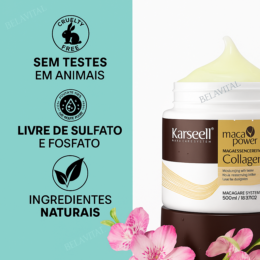 KIT - 2 Máscaras Karseell + Óleo Essencial: Dupla Nutrição - Tratamento Completo com Colágeno