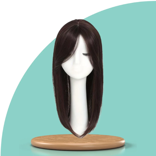 Top Closure - Topo de Cabelo Natural com Franja 45cm | Para Alopecia e Falhas