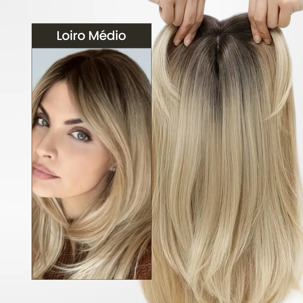 Top Closure - Topo de Cabelo Natural com Franja 45cm | Para Alopecia e Falhas