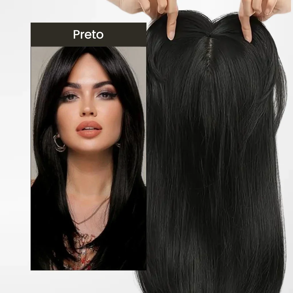 Top Closure - Topo de Cabelo Natural com Franja 45cm | Para Alopecia e Falhas