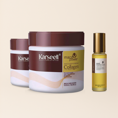 KIT - 2 Máscaras Karseell + Óleo Essencial: Dupla Nutrição - Tratamento Completo com Colágeno