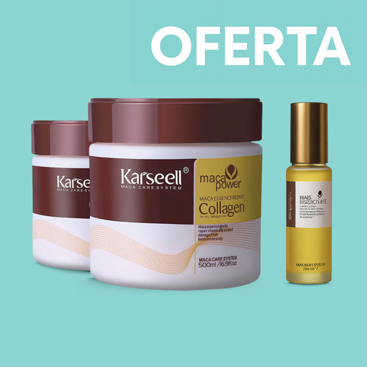 KIT - 2 Máscaras Karseell + Óleo Essencial: Dupla Nutrição - Tratamento Completo com Colágeno