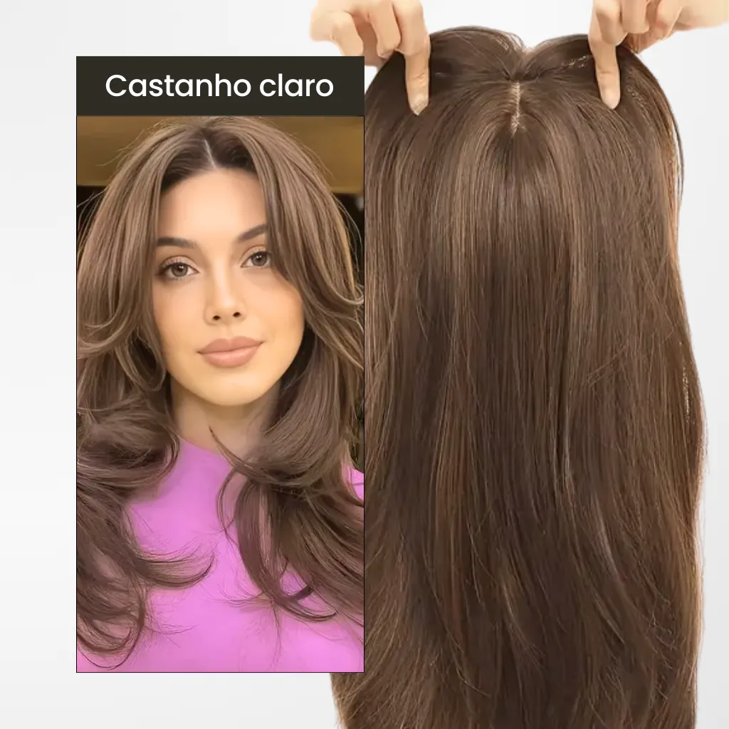 Top Closure - Topo de Cabelo Natural com Franja 45cm | Para Alopecia e Falhas