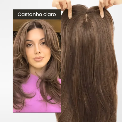Top Closure - Topo de Cabelo Natural com Franja 45cm | Para Alopecia e Falhas