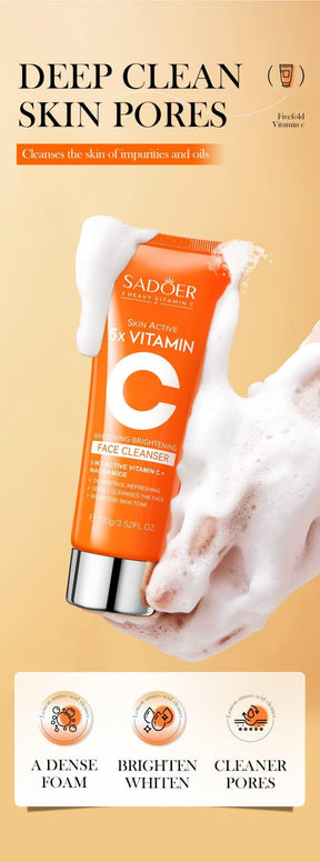 Limpador facial clareador com 5 vitaminas C